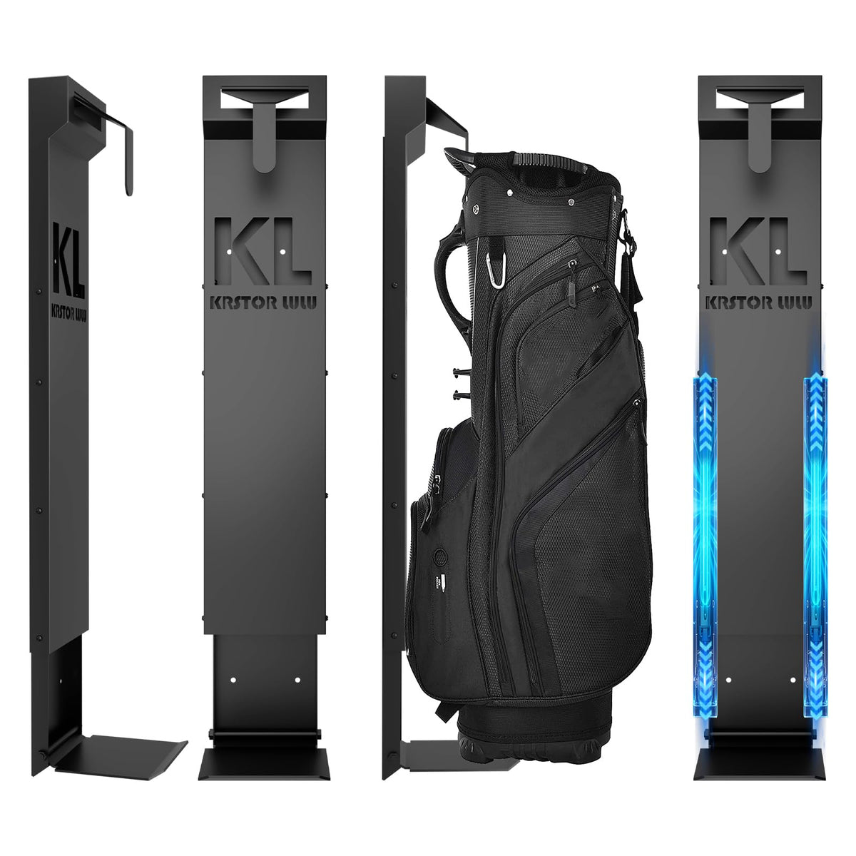Kastor Lulu wall-mount golf bag holder keeps bags off the floor