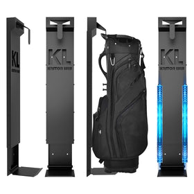 Kastor Lulu wall-mount golf bag holder keeps bags off the floor
