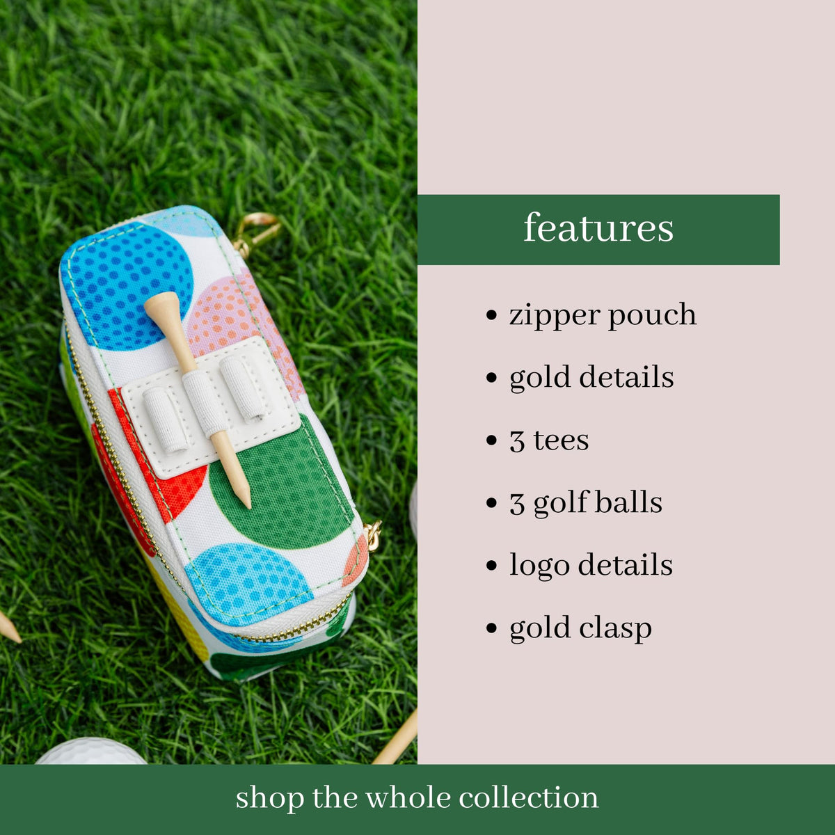 Kate Spade New York gold clasp secures the pouch to your bag.