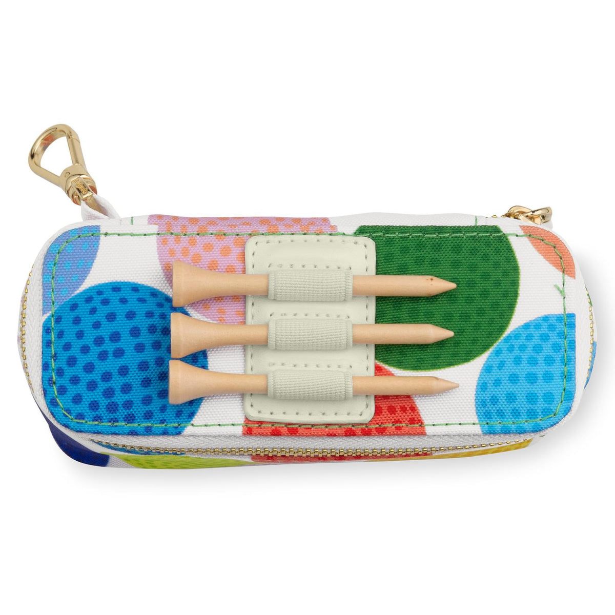 Kate Spade New York zipper pouch keeps gear organized between holes.