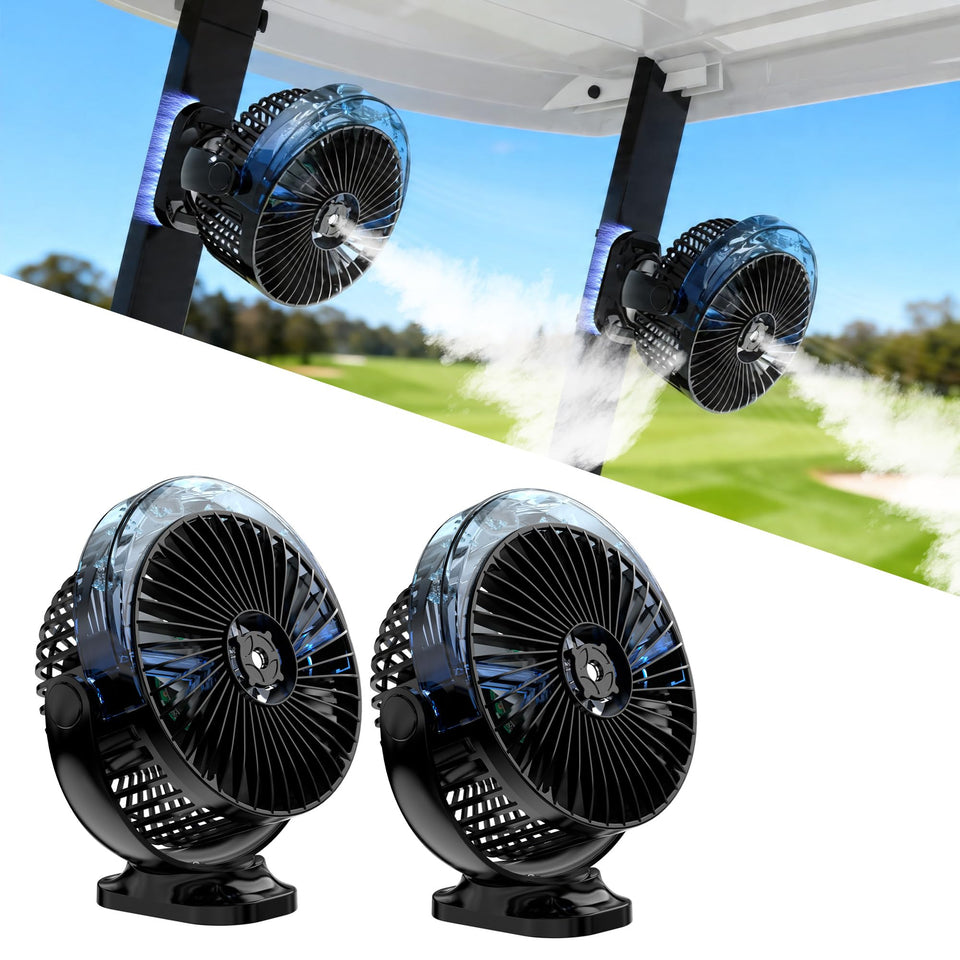 Katgogoo two-pack fan with magnetic base for secure golf cart mounting on metal frames