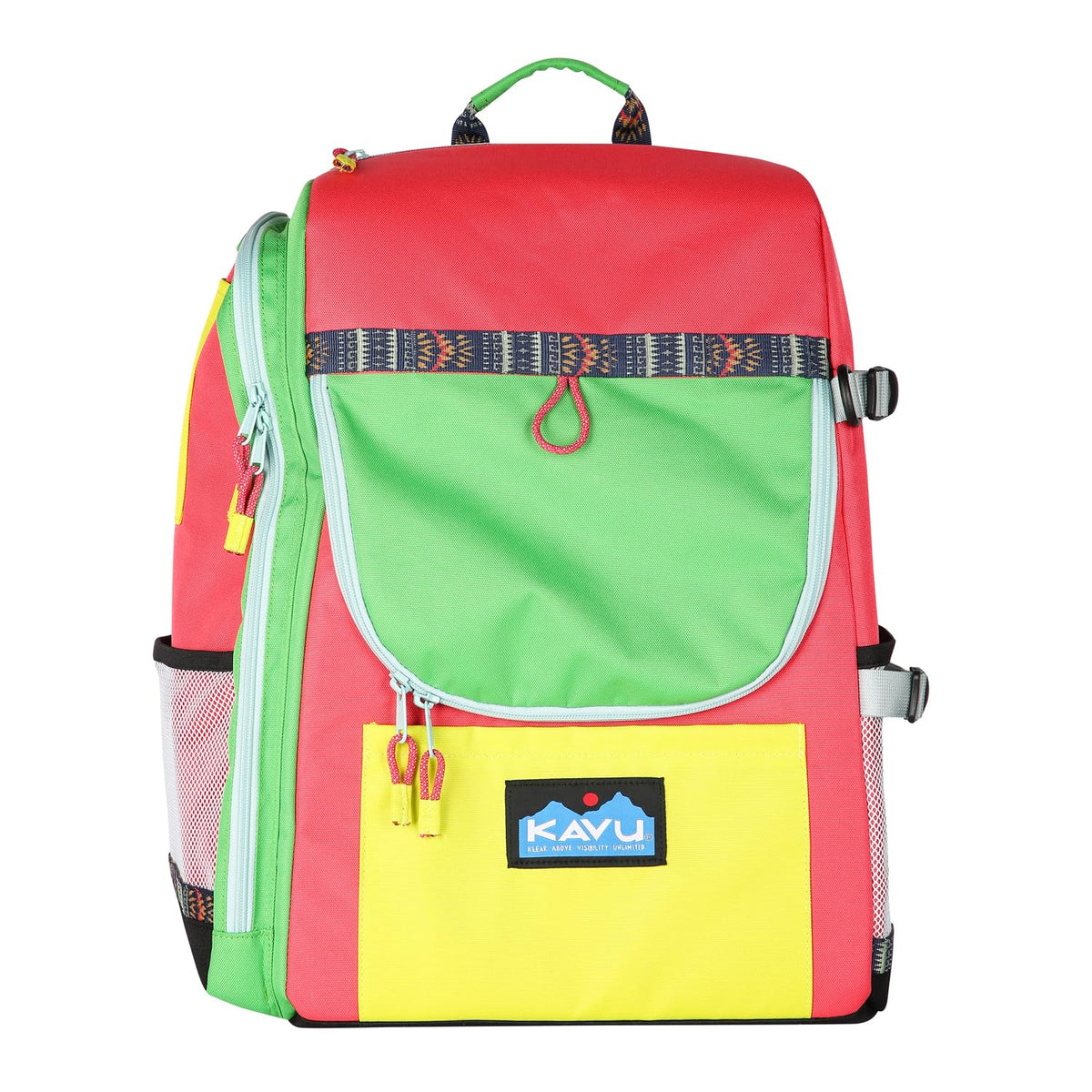 KAVU Pacific Rimshot disc golf bag front view showing insulated main compartment