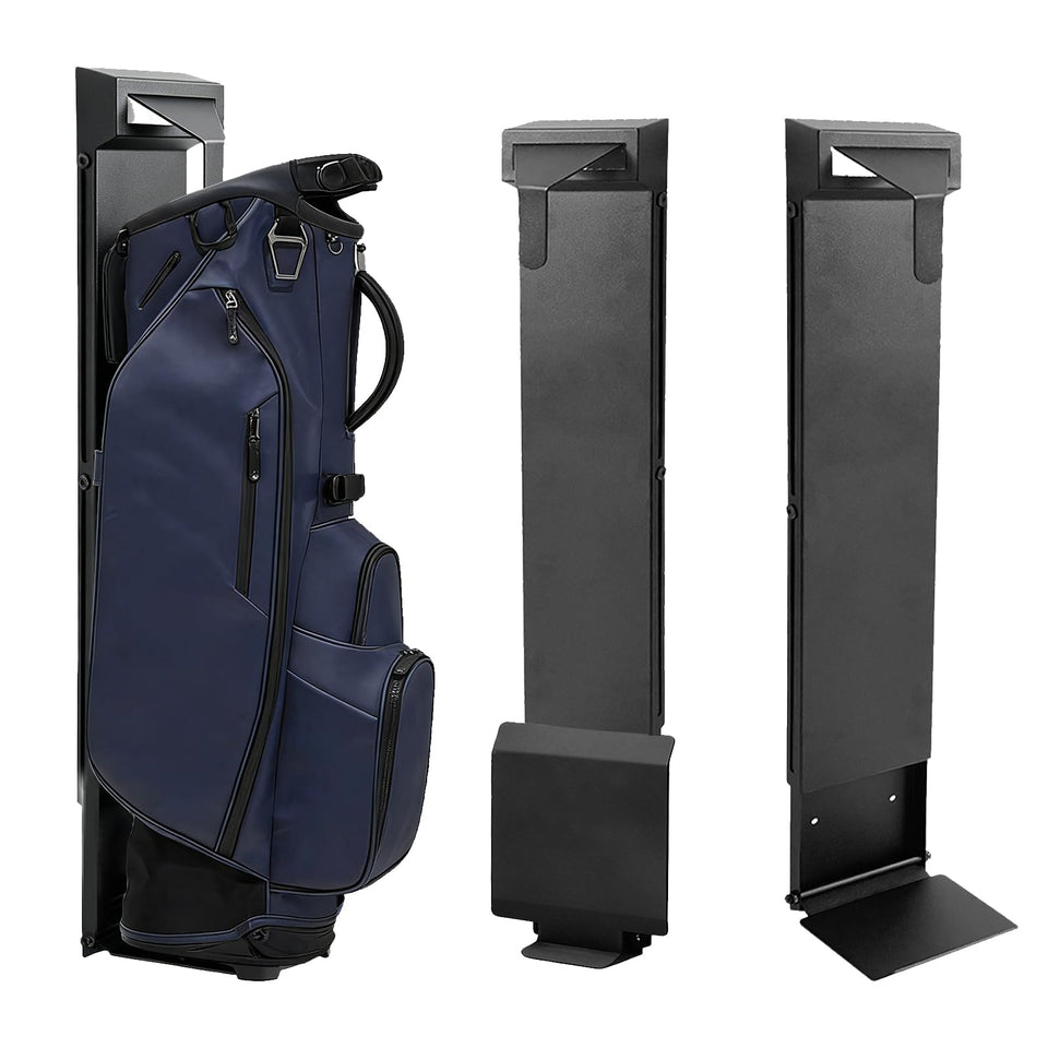 KEEYOYOBE wall-mount golf bag storage rack keeps your bag securely off the floor