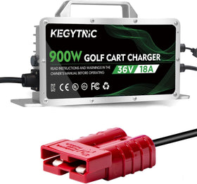 Kegytric 36V EZGO Marathon charger with SB-50 plug enabling safer, faster charging.