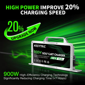 Kegytric EZGO 48V charger side angle for outdoor-ready design