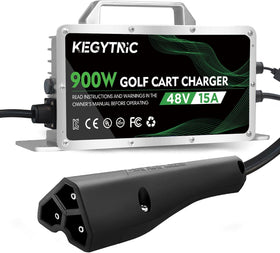 Kegytric golf cart charger front view showing 900W power for faster charging