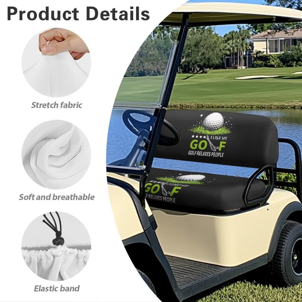 KEIAHUAN golf cart seat cover uses breathable fabric to keep you cool during hot rounds.