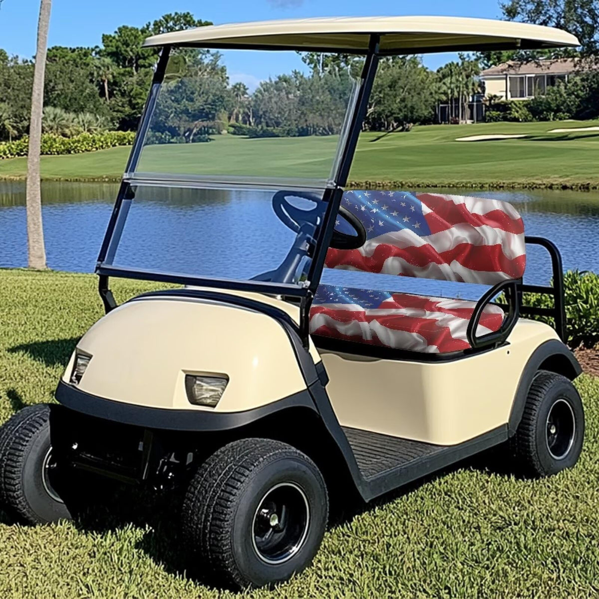KEIAHUAN stretch golf cart seat cover fits snugly for a secure, comfortable ride.