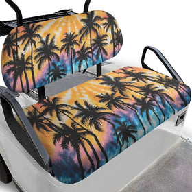 KEIAHUAN tie-dye palm trees front seat cover protects 2-passenger carts from sun and rain.