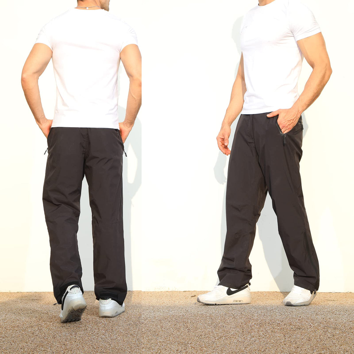K.E.J. joggers with three zip pockets securing valuables during workouts.