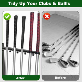 Kelmuis compact golf rack fits in entryways for easy storage and quick access