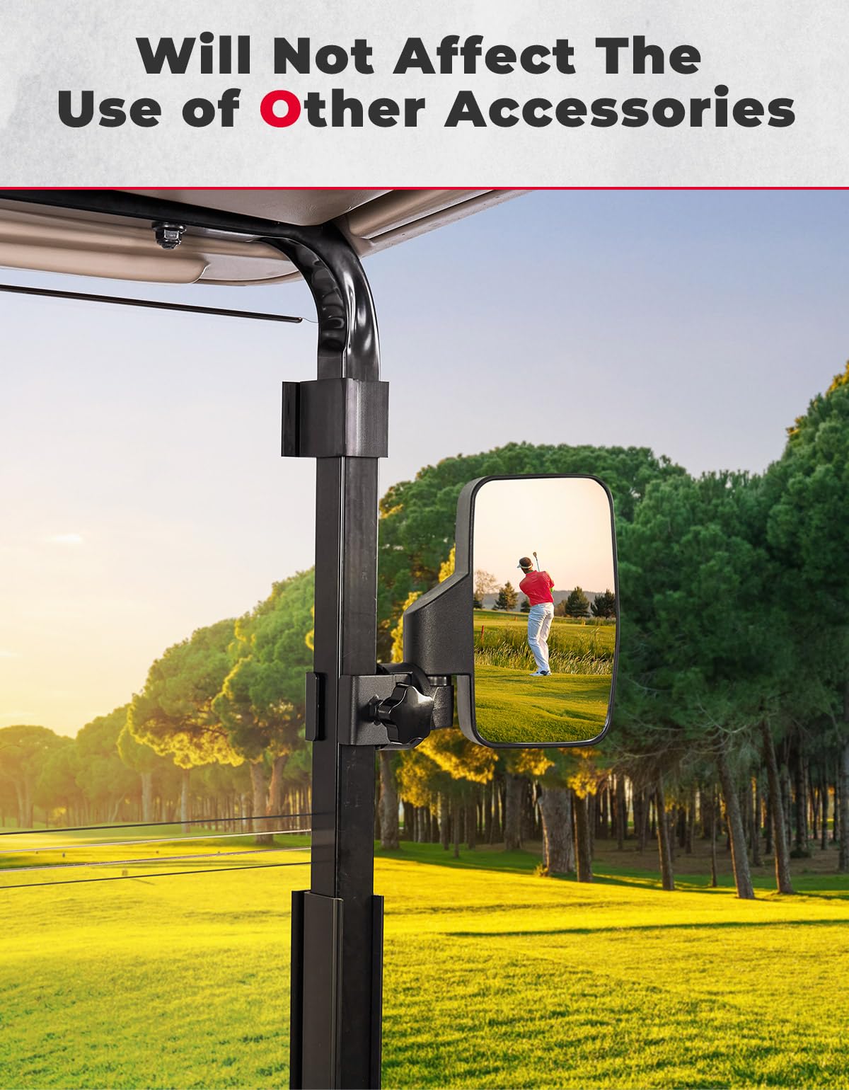 5mm acrylic KEMIMOTO windshield emphasizes durability on EZGO RXV.