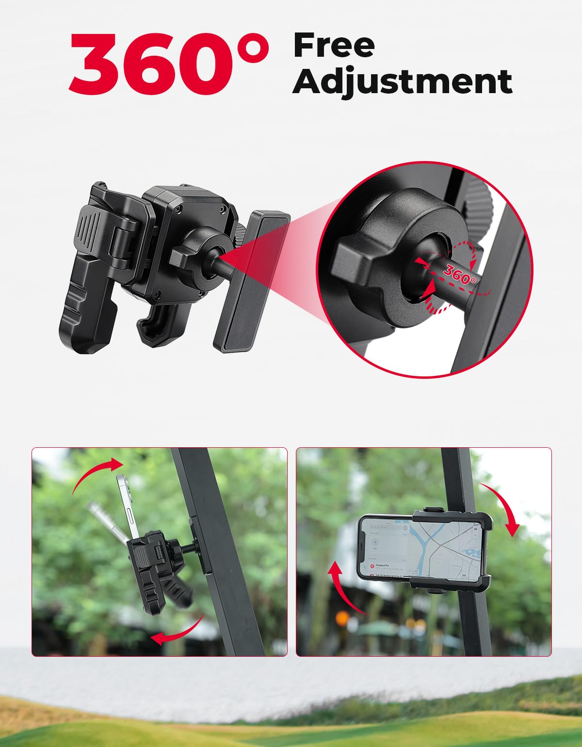 KEMIMOTO adjustable width and safety latch securely hold phones during drives.