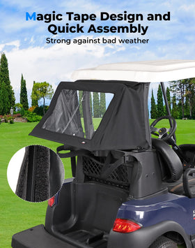 KEMIMOTO Club Car Tempo compatible rear cover for 2-seat carts and weather protection.