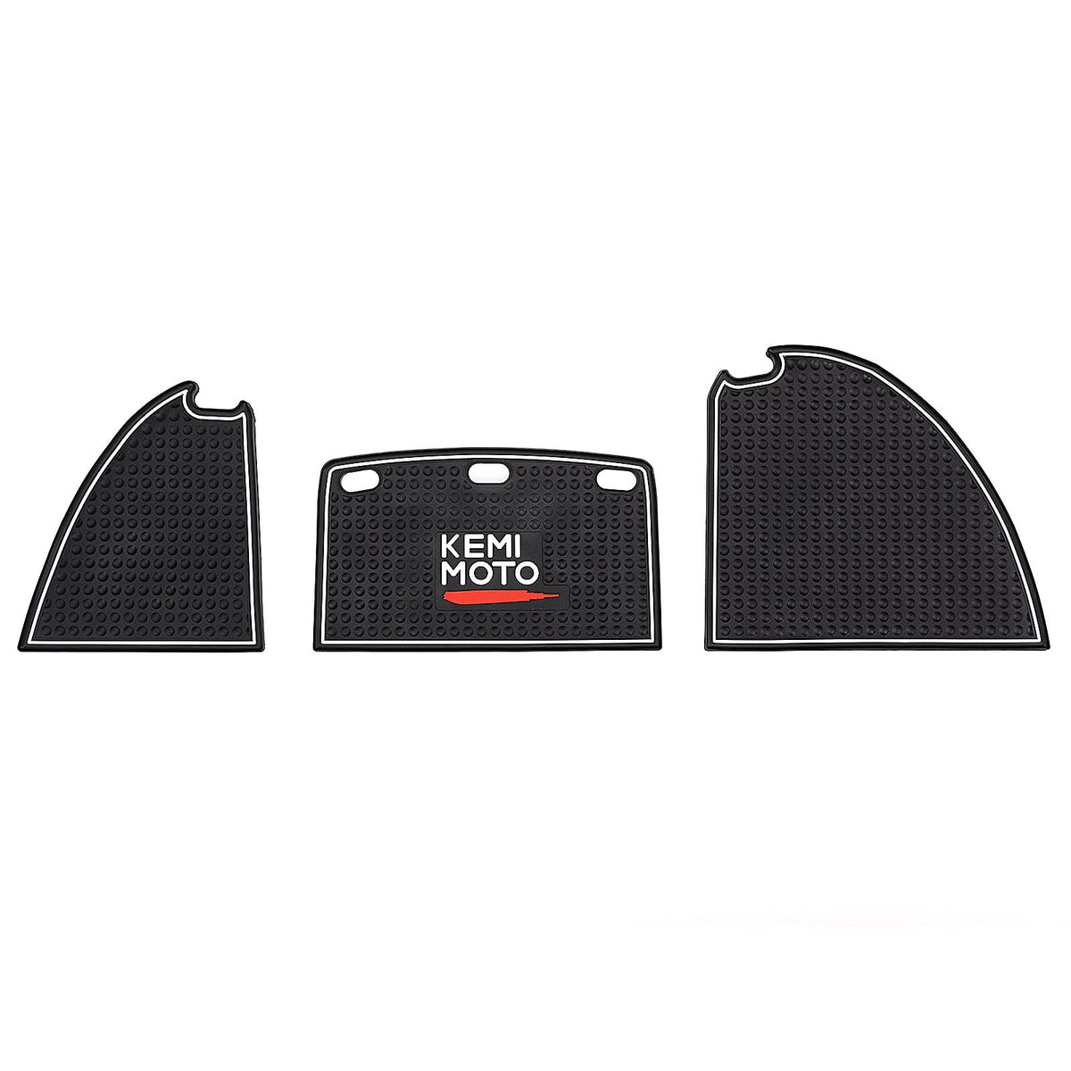 Kemimoto white-trim dash mats add a clean, modern look to interiors