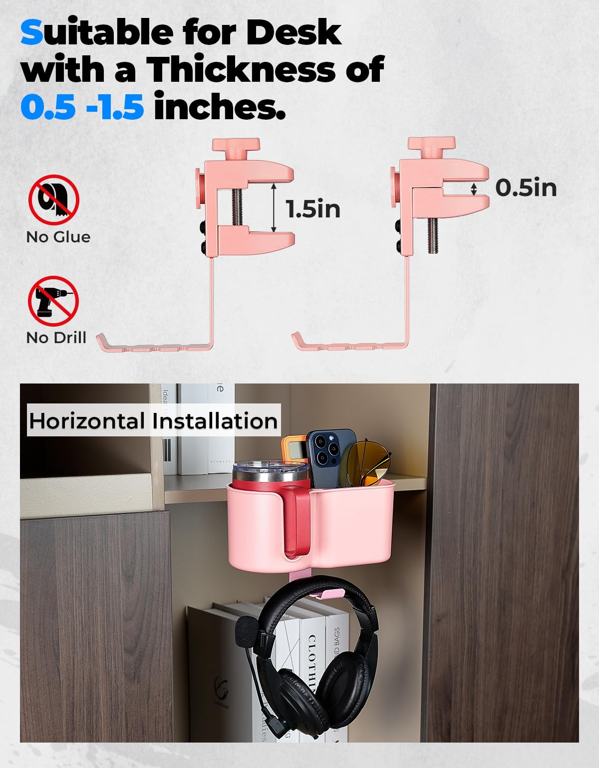 KEMIMOTO desk cup holder anti-slip interior helps prevent spills during busy work.