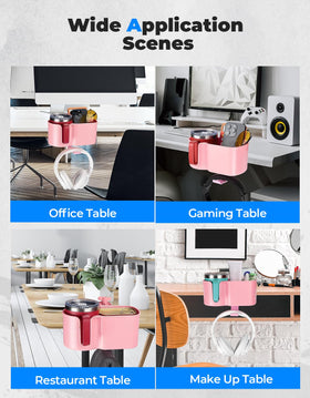 KEMIMOTO desk cup holder side clamp offers quick setup and stable support.