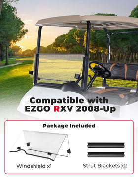 Edge-contour fit of KEMIMOTO windshield to EZGO RXV bars.