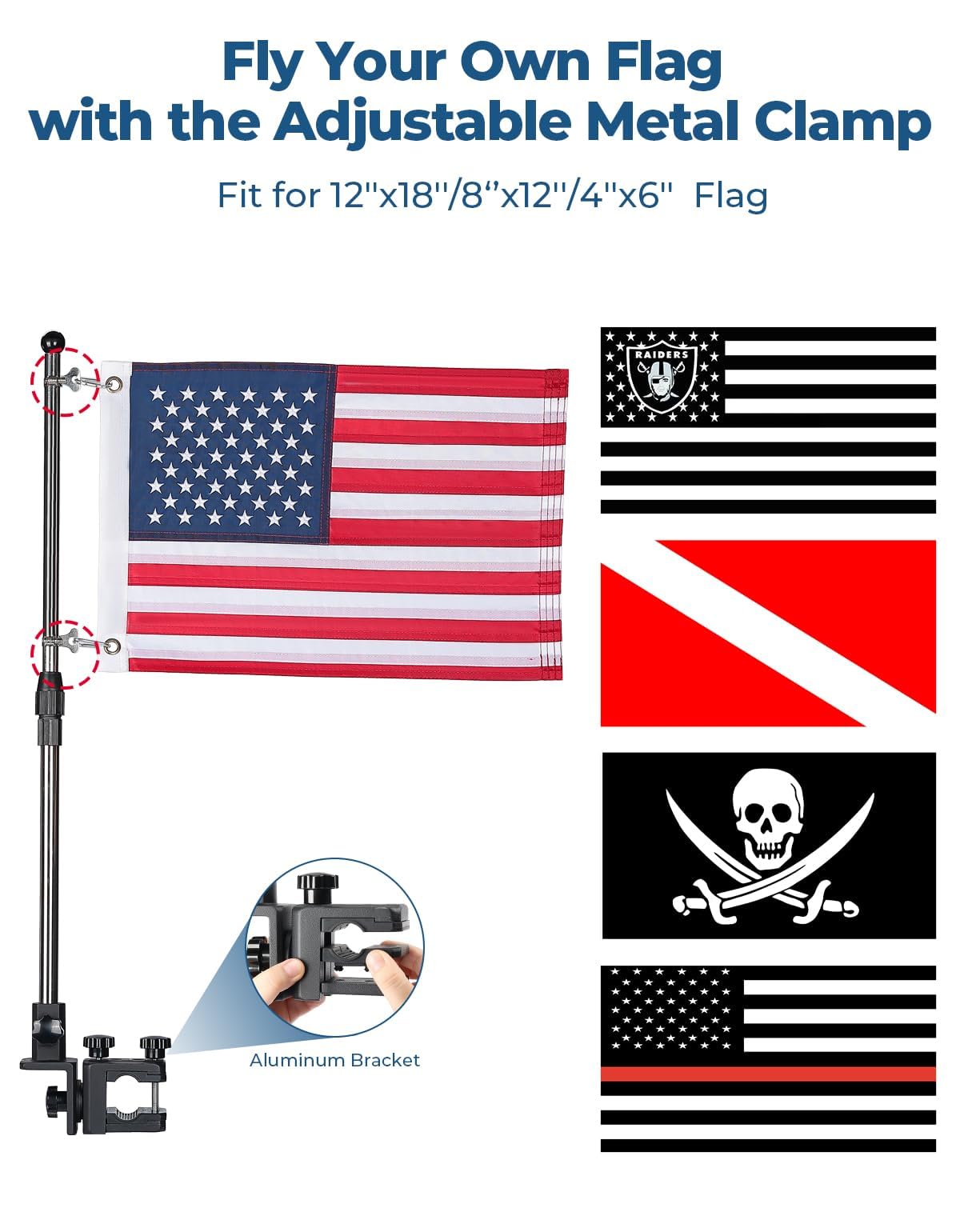 KEMIMOTO flag pole assembly shows easy install and secure attachment