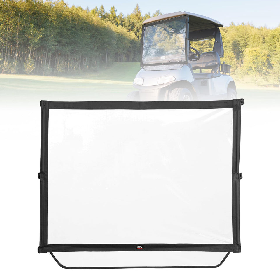 KEMIMOTO foldable windshield for EZGO RXV front view offering wind protection.