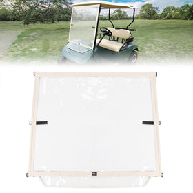 KEMIMOTO foldable windshield on EZGO TXT front view providing rain protection and visibility