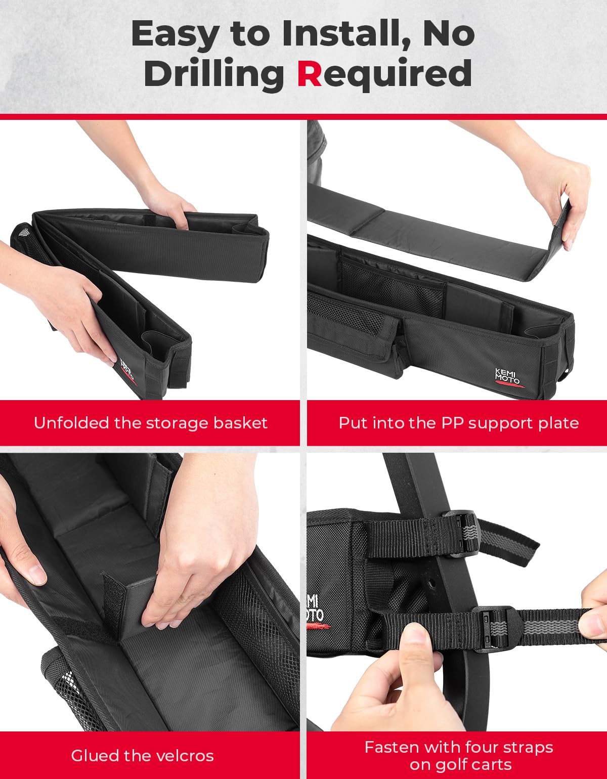 Transparent mesh pockets on the KEMIMOTO basket hold keys and phones for quick access.