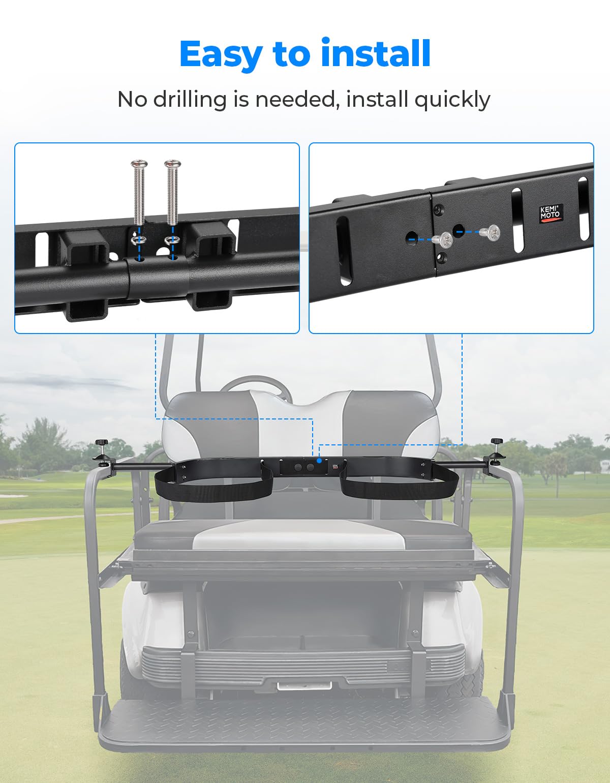 KEMIMOTO adjustable pole secures bag height from 30 to 42 inches.