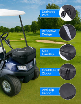KEMIMOTO cooler bag front pocket doubles as a trash bag for a tidy course.