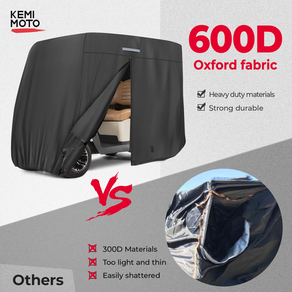KEMIMOTO cover waterproof coating blocks rain and dust on the cart.