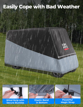Kemimoto golf cart cover waterproof zipper doors provide easy access.