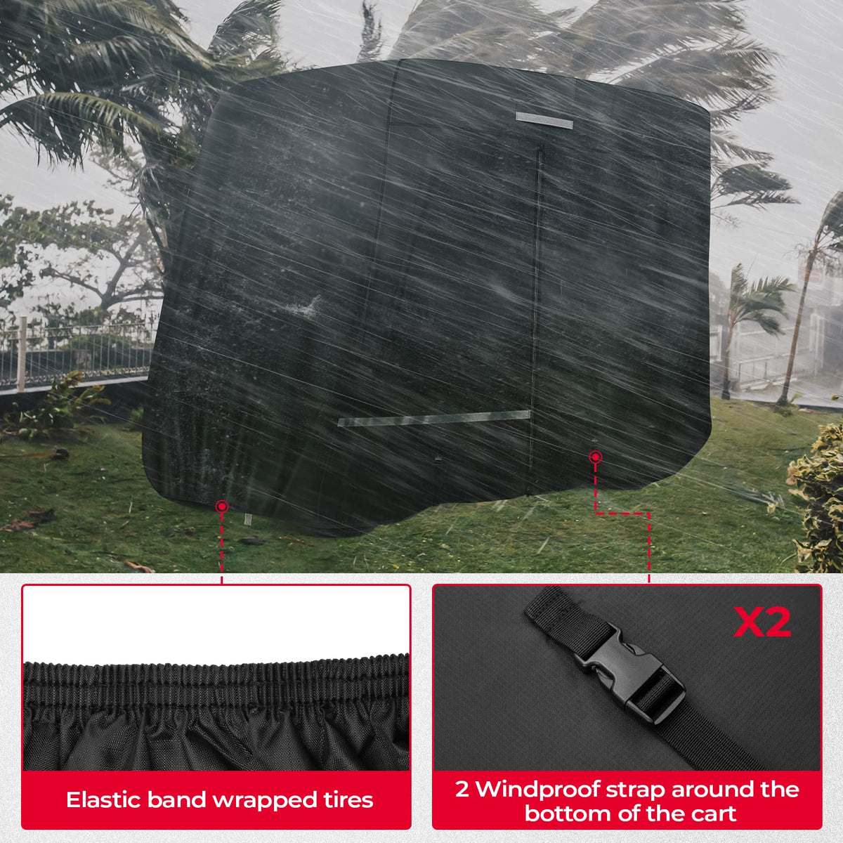 KEMIMOTO windproof straps prevent lift in windy weather.