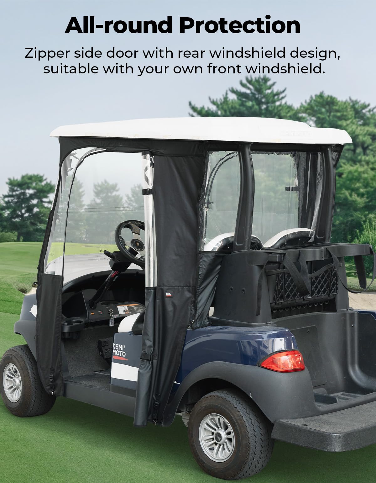KEMIMOTO clear PVC window provides visibility while driving