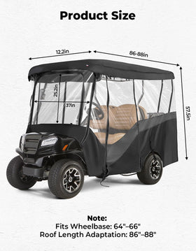 KEMIMOTO on-cart setup demonstrates extended roof protection from weather