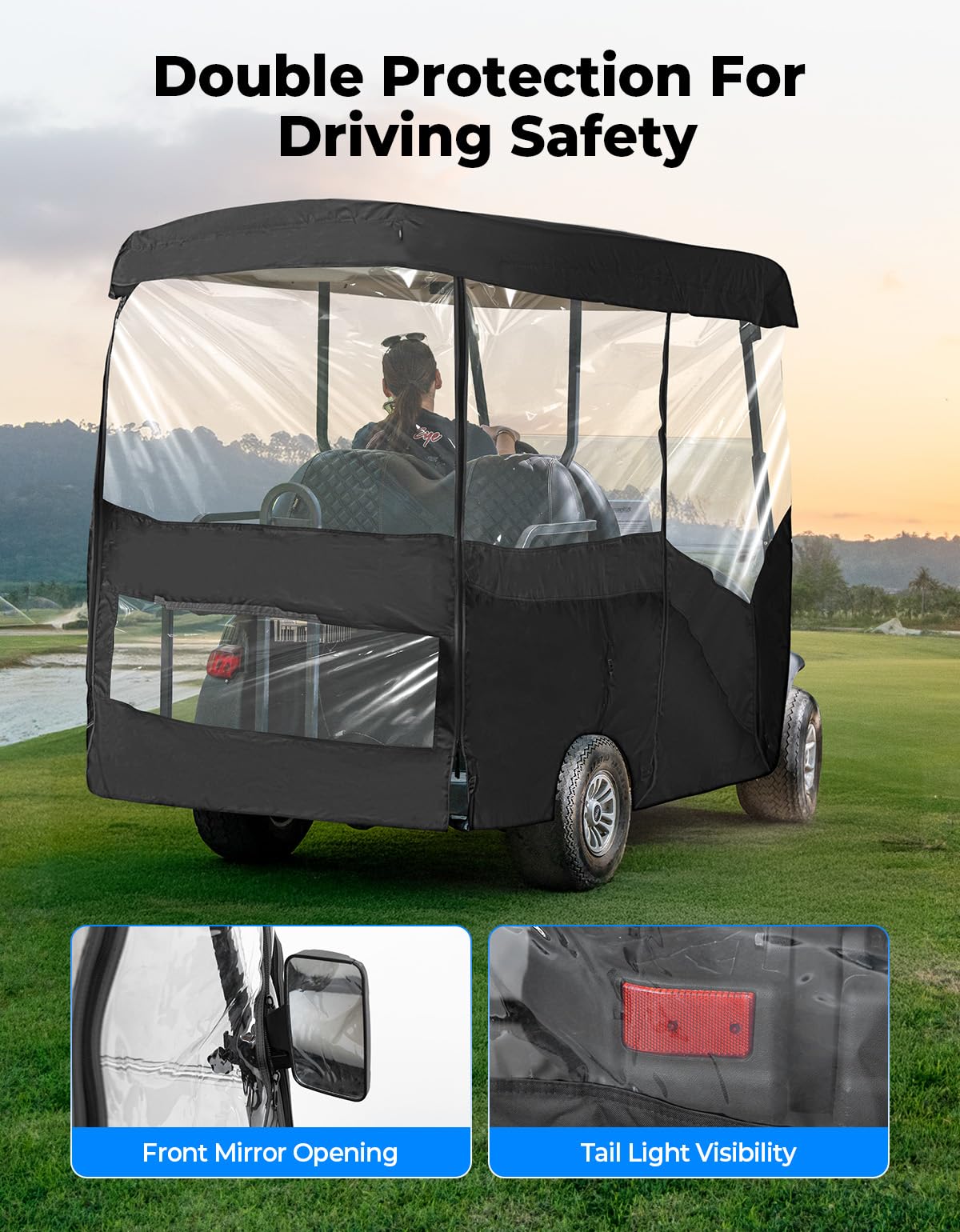 KEMIMOTO roll-up windows and zippered doors for ventilation and easy access