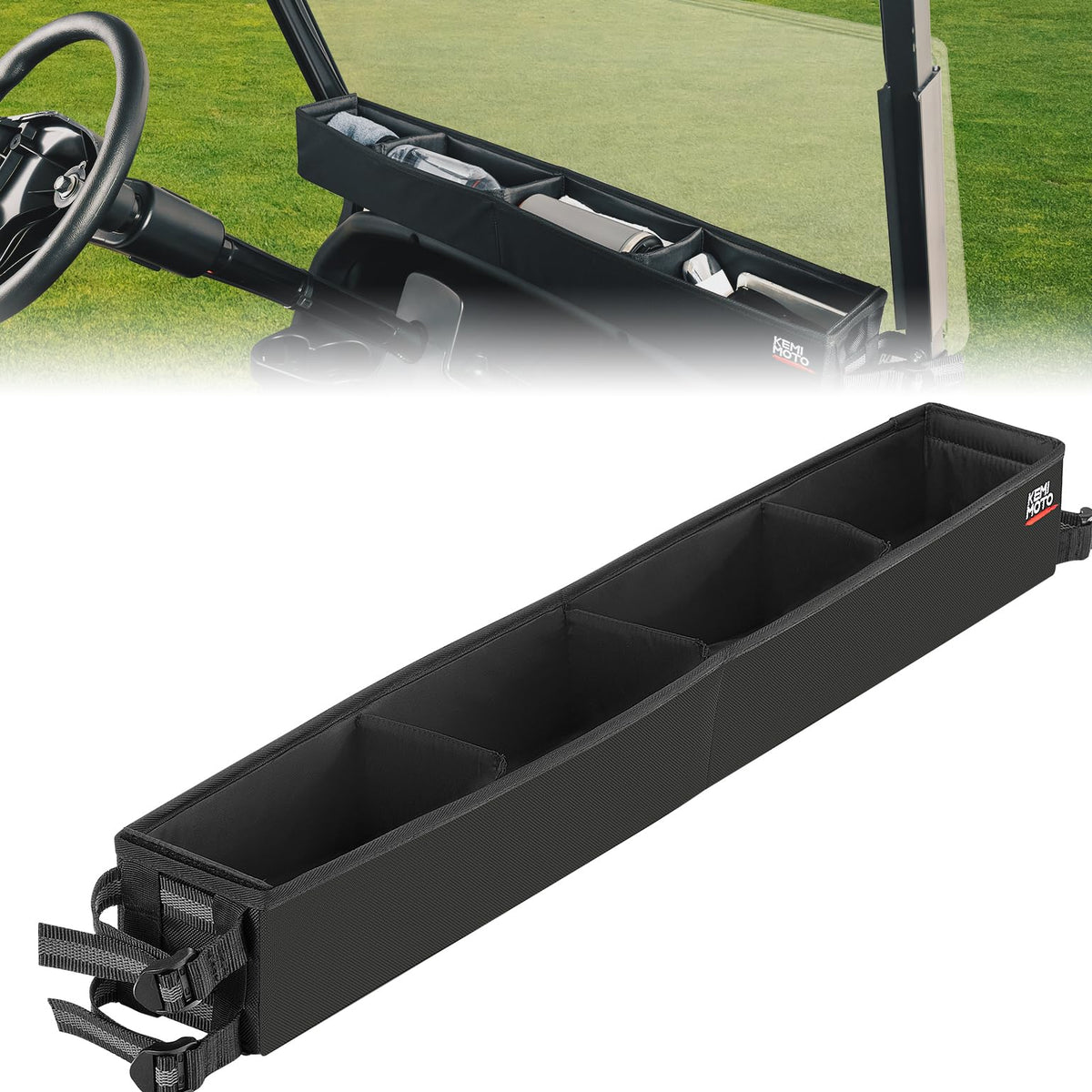 KEMIMOTO secure with four non-slip straps for stable front storage.