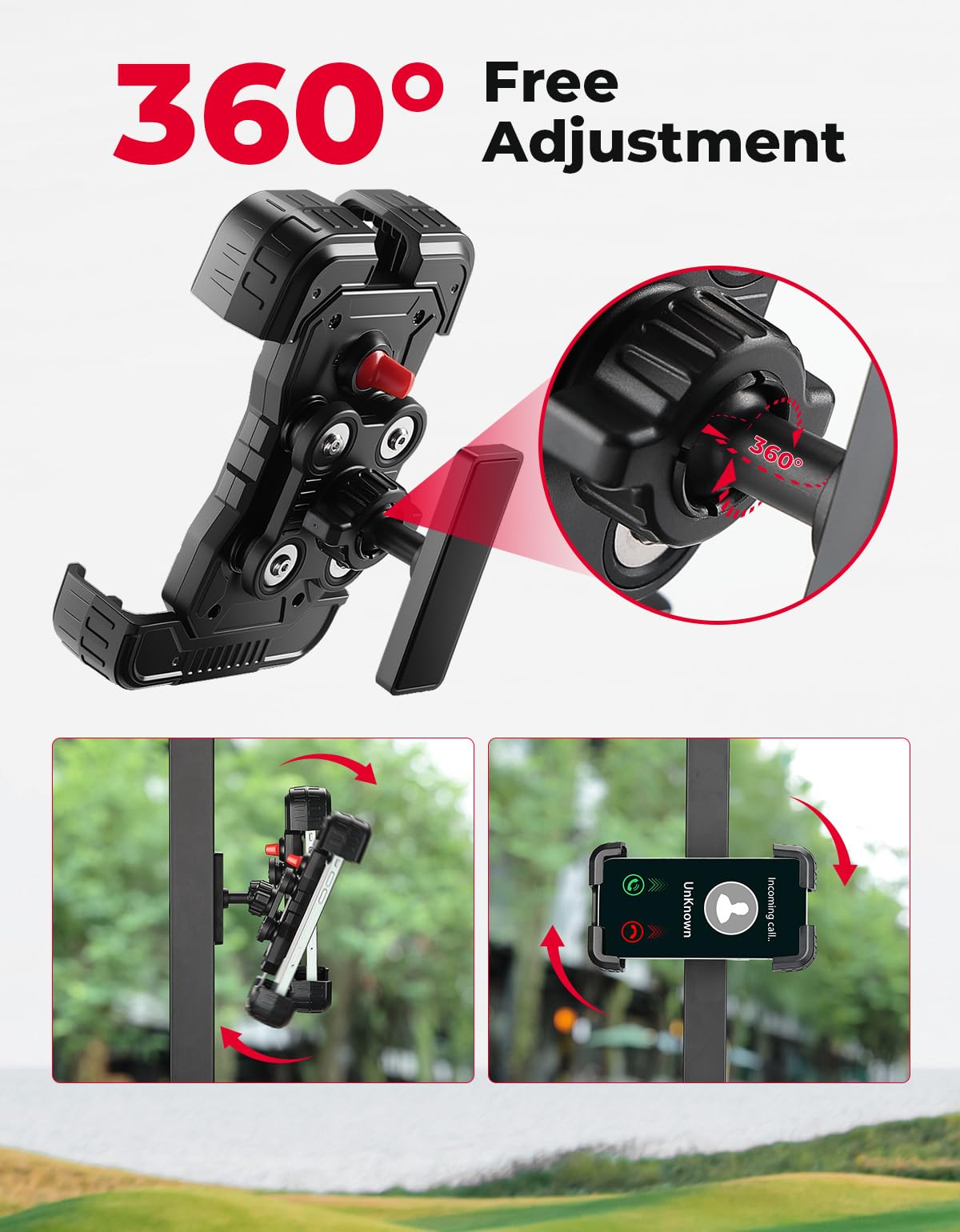 KEMIMOTO dual shock absorption pads cushion phone on rough rides.