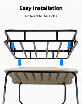 Outdoor-ready KEMIMOTO roof rack mounted on golf cart for travel