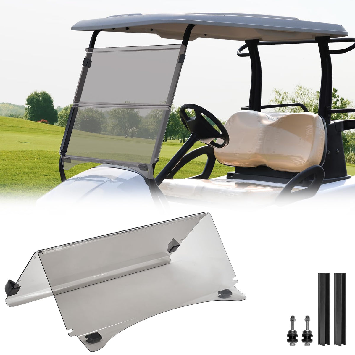 KEMIMOTO golf cart windshield for Club Car Precedent, clear view and UV protection.