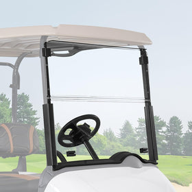 KEMIMOTO EZGO RXV windshield in clear view for wind protection.