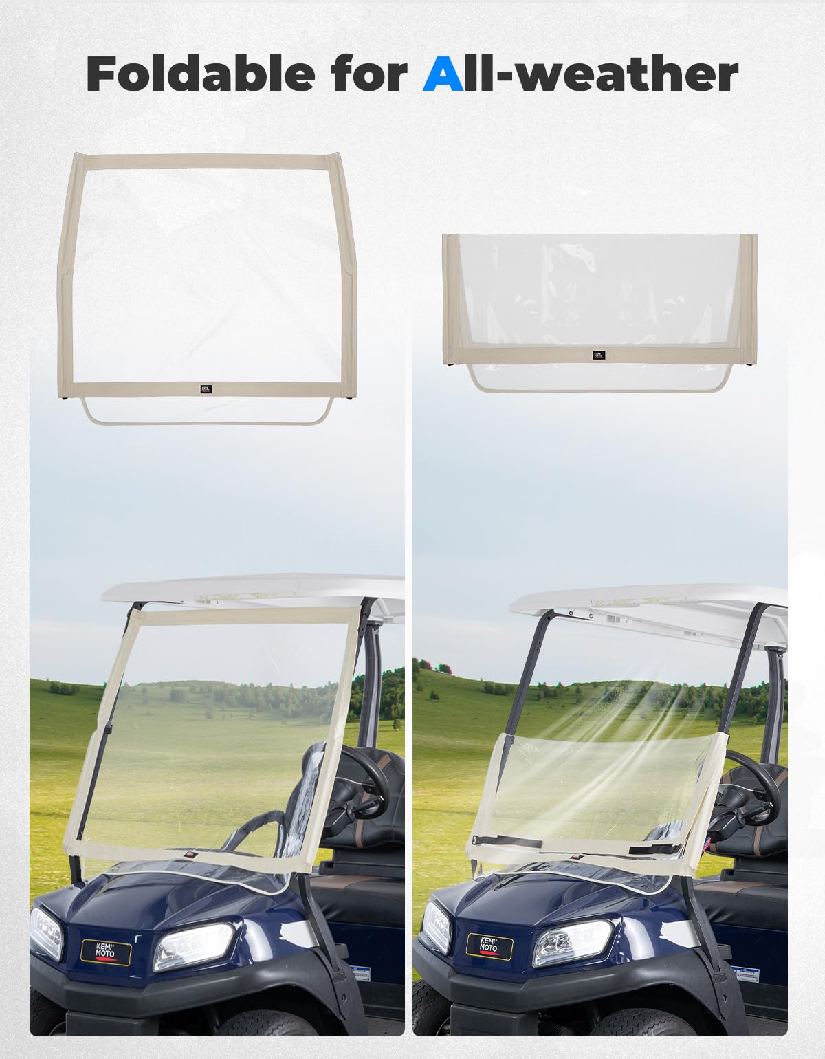 Kemimoto foldable windshield folded state, convenient for travel
