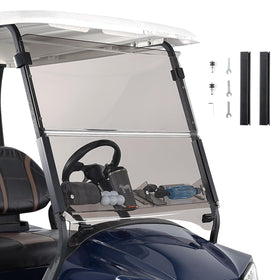 KEMIMOTO windshield front view with storage basket for Club Car Precedent, easy access.