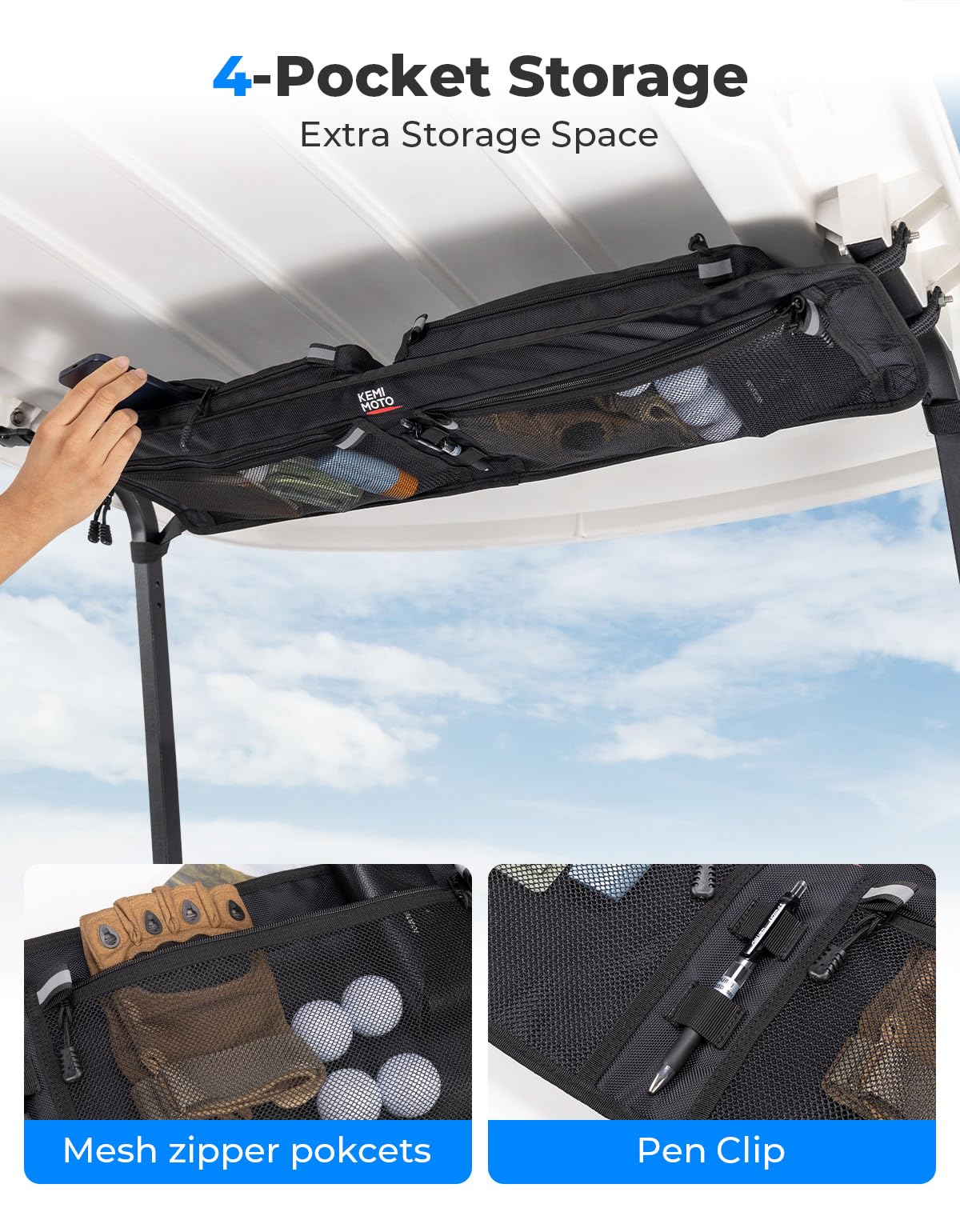 Kemimoto overhead storage bag pen clip keeps scorecards handy