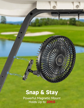 KEMIMOTO reinforced metal ball joint keeps the fan secure on rough terrain.