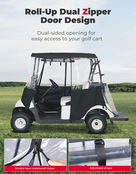Kemimoto roll-up dual zipper doors for easy entry and exit.