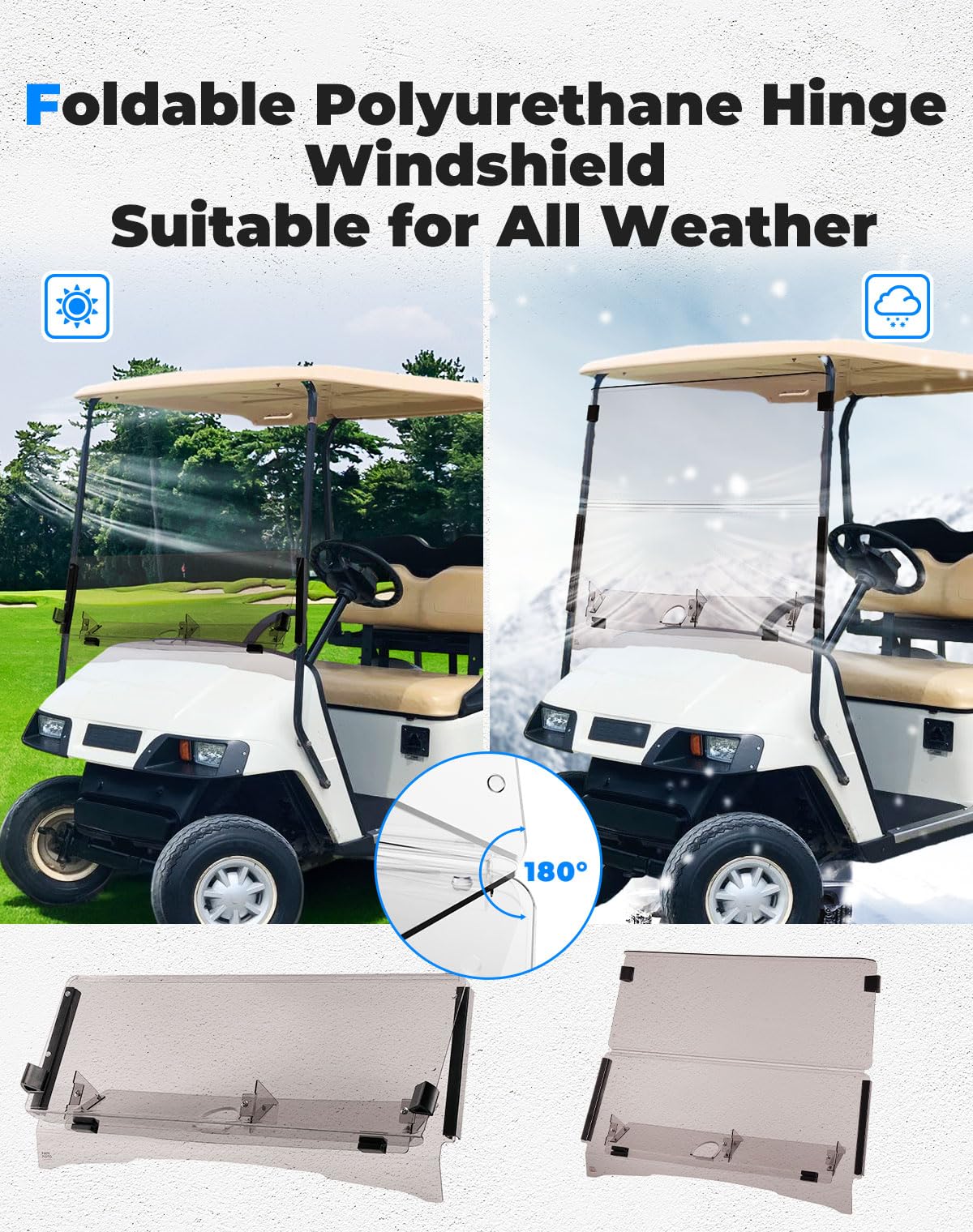KEMIMOTO tinted windshield reduces glare for comfortable rides.