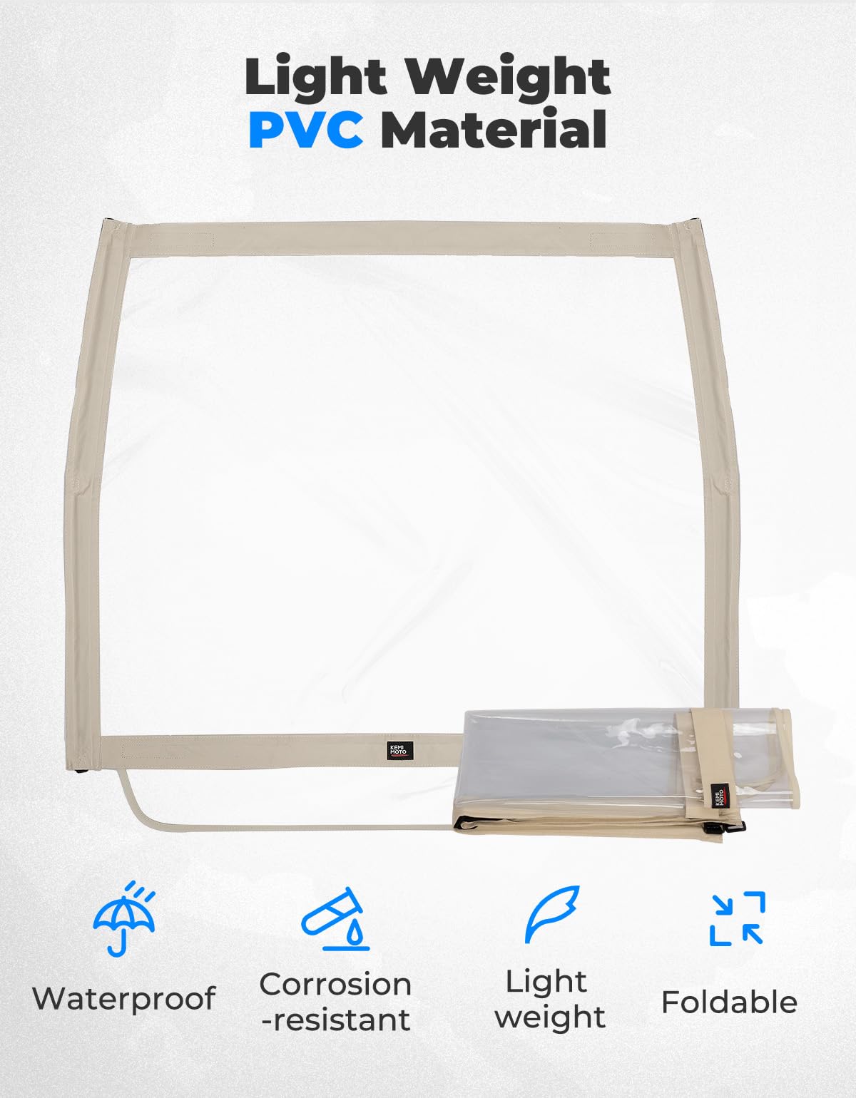 Kemimoto two-stage fold design, flexible weather protection on demand