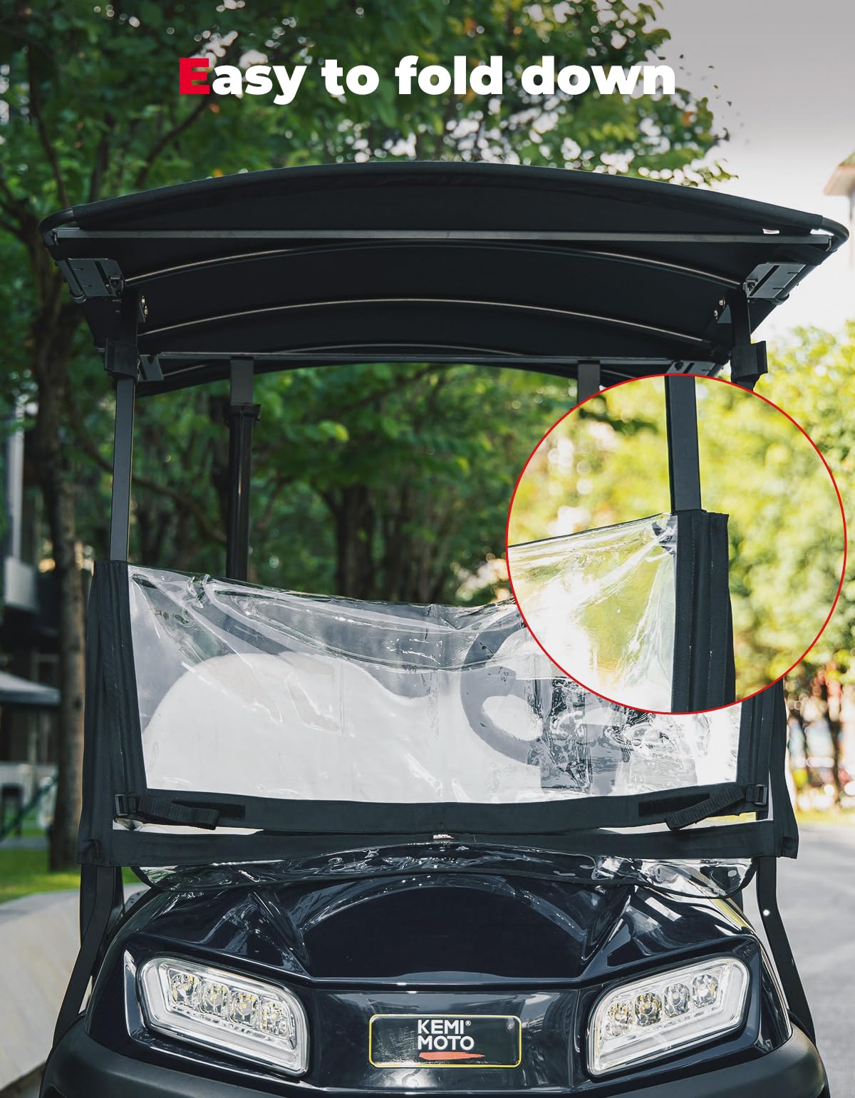 KEMIMOTO two stage fold design for versatile all season use.