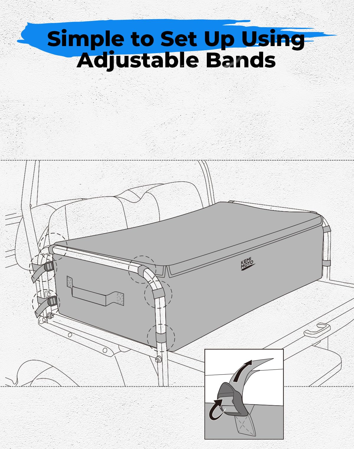 Kemimoto bag folded storage demonstrating compact, stowable design