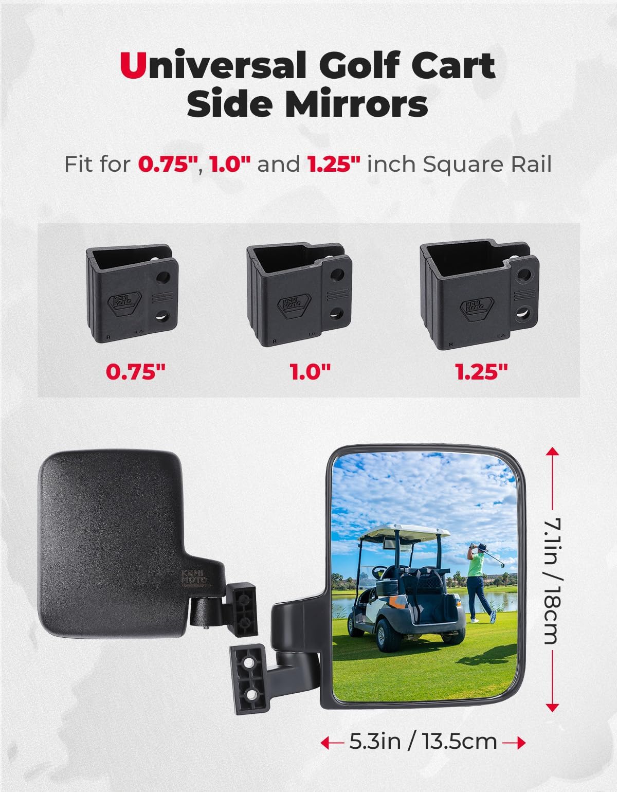 KEMIMOTO wide 7.1x5.3 inch mirror improves rear awareness.