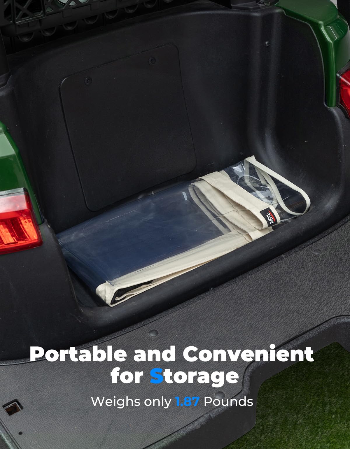 KEMIMOTO foldable windshield folded compactly for easy storage